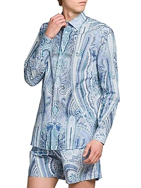 Paisley Cotton Button-Front Shirt