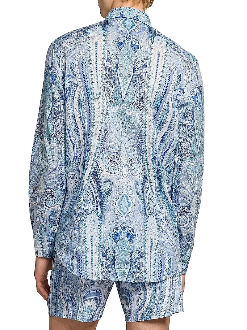 Paisley Cotton Button-Front Shirt