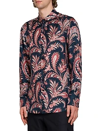 Paisley Silk Button-Front Shirt