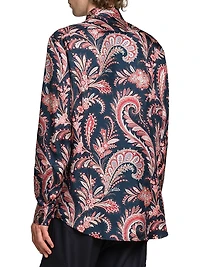 Paisley Silk Button-Front Shirt