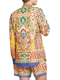 Tile Printed Cotton Button-Front Shirt