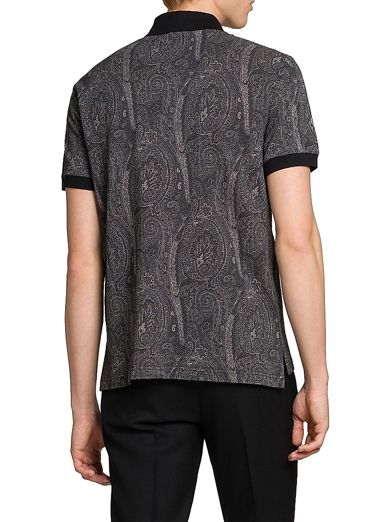 Paisley Cotton Polo Top