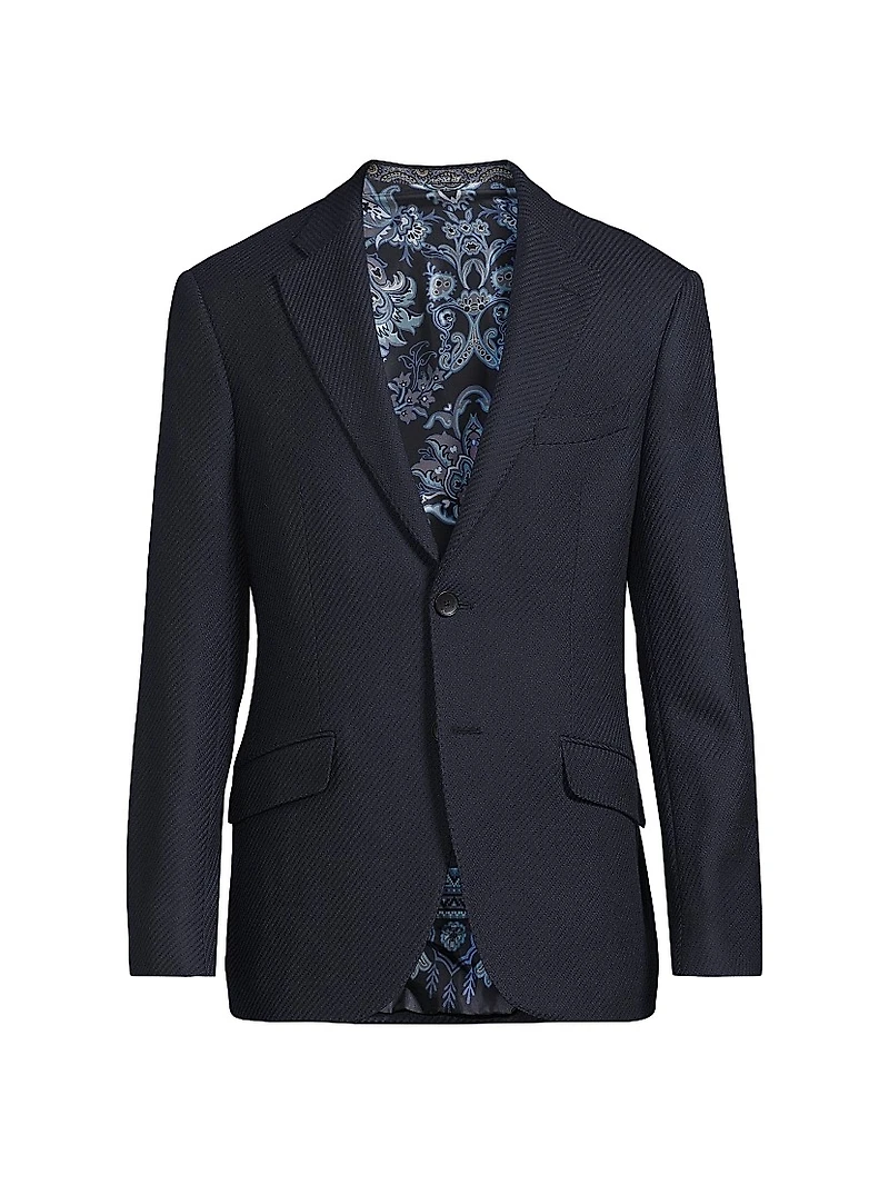 Diagonal Solid Wool Sport Coat