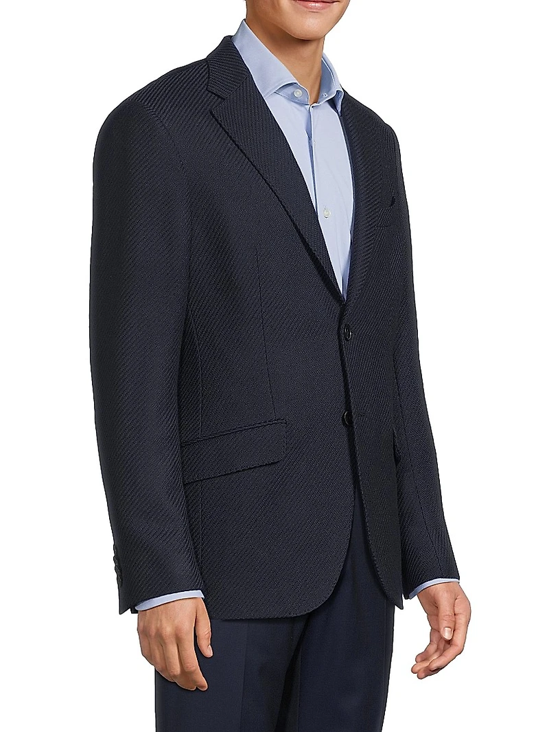 Diagonal Solid Wool Sport Coat