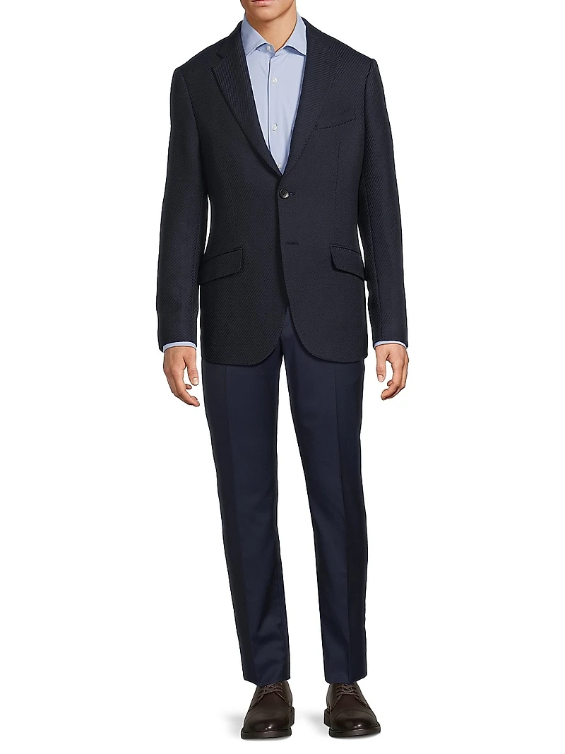 Diagonal Solid Wool Sport Coat