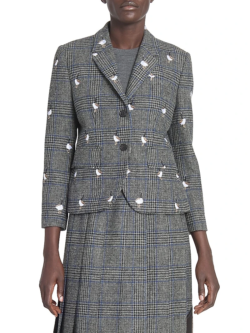 Fit 3 Goose Embroidered Wool Blazer