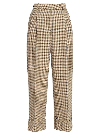 High-Waist Pleated Wool Trousers