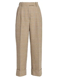 High-Waist Pleated Wool Trousers