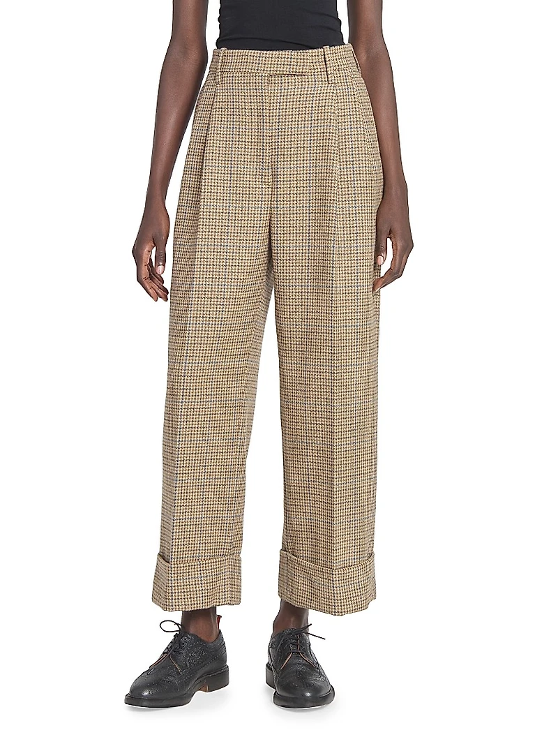 High-Waist Pleated Wool Trousers