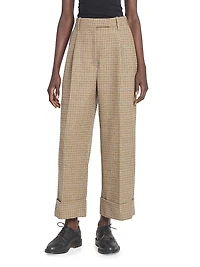 High-Waist Pleated Wool Trousers
