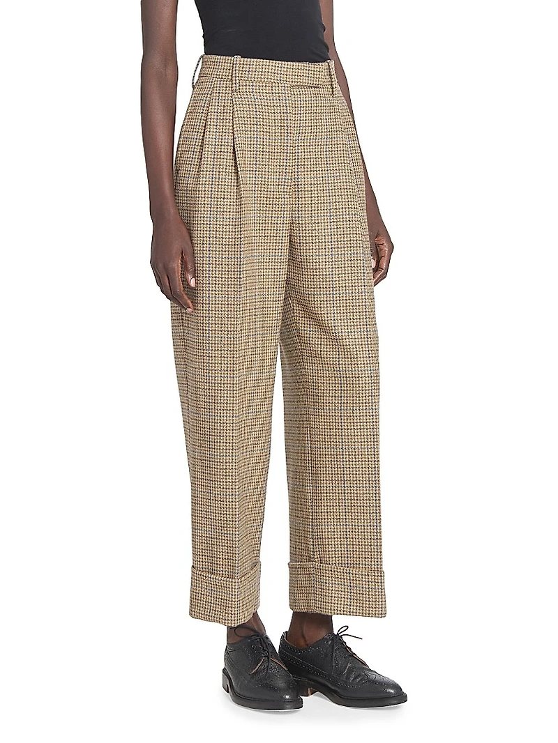 High-Waist Pleated Wool Trousers