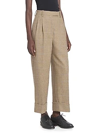High-Waist Pleated Wool Trousers