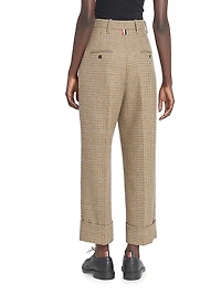 High-Waist Pleated Wool Trousers