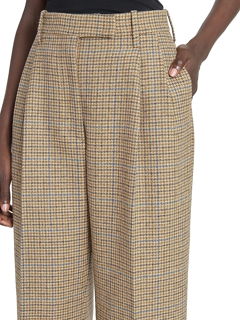 High-Waist Pleated Wool Trousers