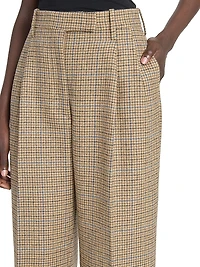 High-Waist Pleated Wool Trousers
