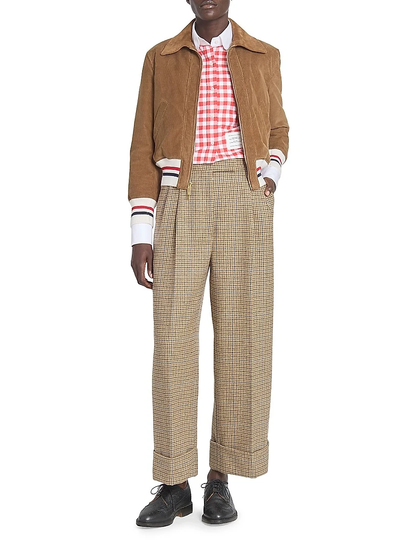 High-Waist Pleated Wool Trousers