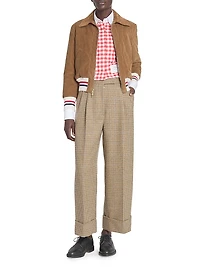 High-Waist Pleated Wool Trousers
