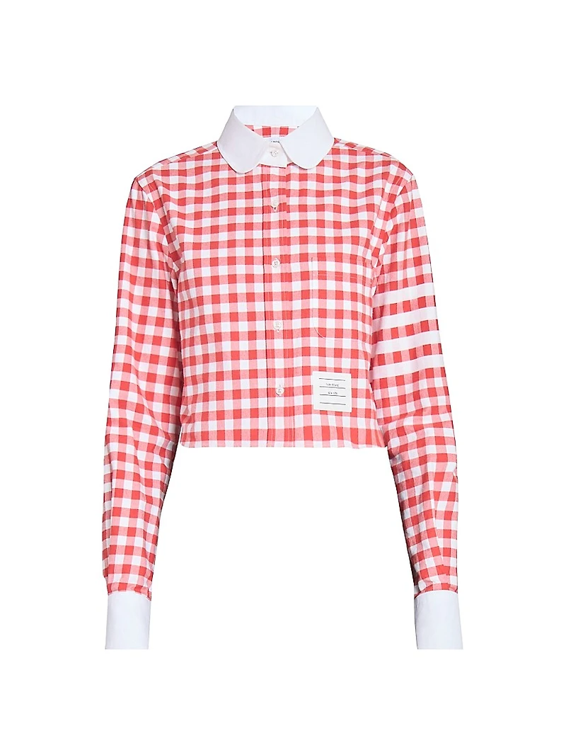 Gingham Checked Cotton Crop Shirt