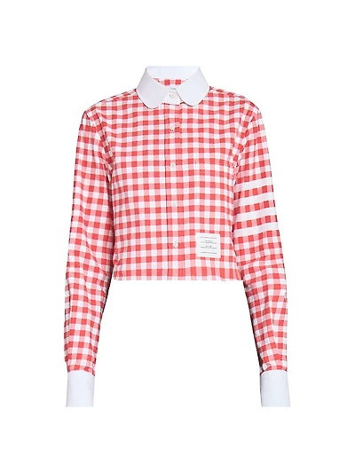 Gingham Checked Cotton Crop Shirt