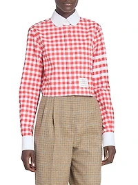Gingham Checked Cotton Crop Shirt
