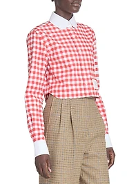 Gingham Checked Cotton Crop Shirt