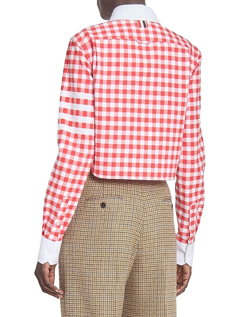 Gingham Checked Cotton Crop Shirt