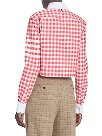 Gingham Checked Cotton Crop Shirt