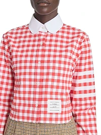 Gingham Checked Cotton Crop Shirt