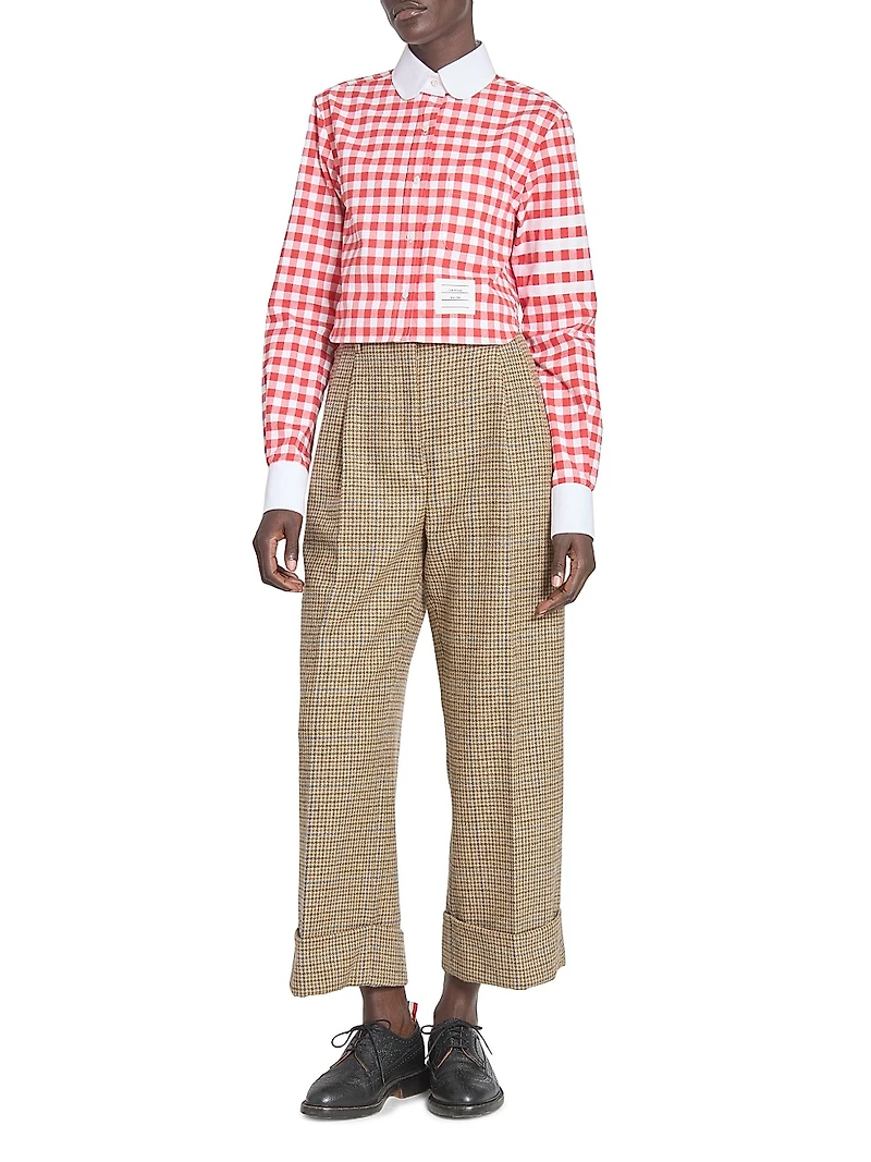Gingham Checked Cotton Crop Shirt