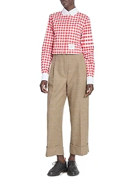 Gingham Checked Cotton Crop Shirt