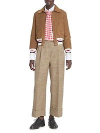 Contrast-Striped Hem Corduroy Crop Jacket