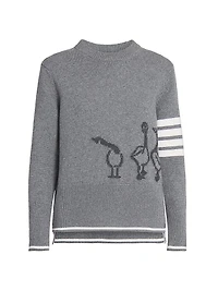 Geese Intarsia Crewneck Wool Sweater
