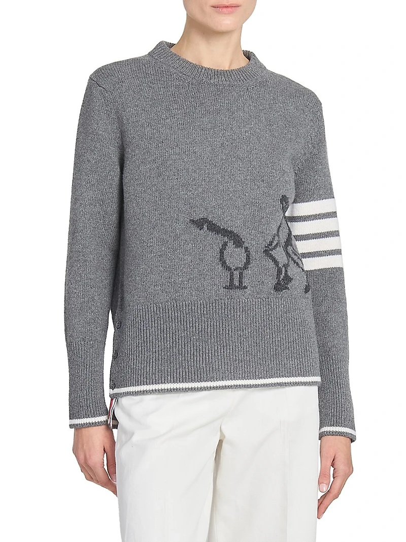 Geese Intarsia Crewneck Wool Sweater