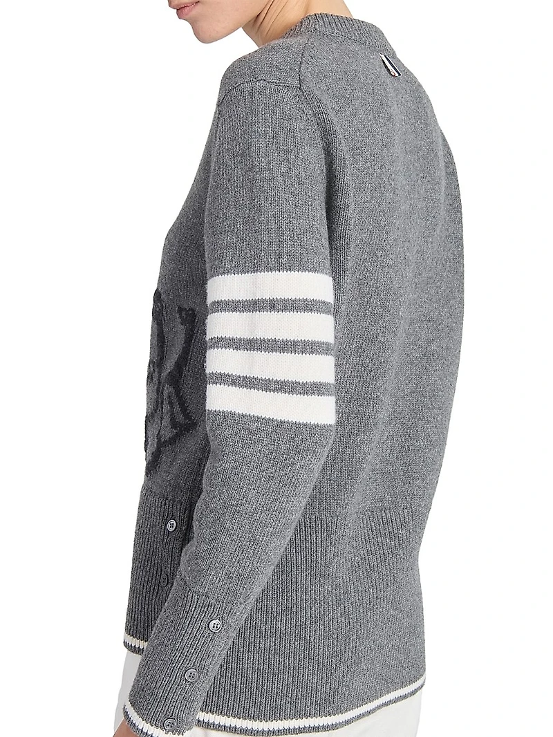 Geese Intarsia Crewneck Wool Sweater