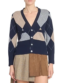 Argyle V-Neck Cashmere Cardigan