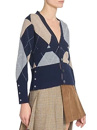Argyle V-Neck Cashmere Cardigan
