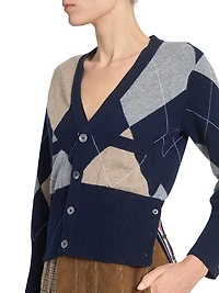 Argyle V-Neck Cashmere Cardigan