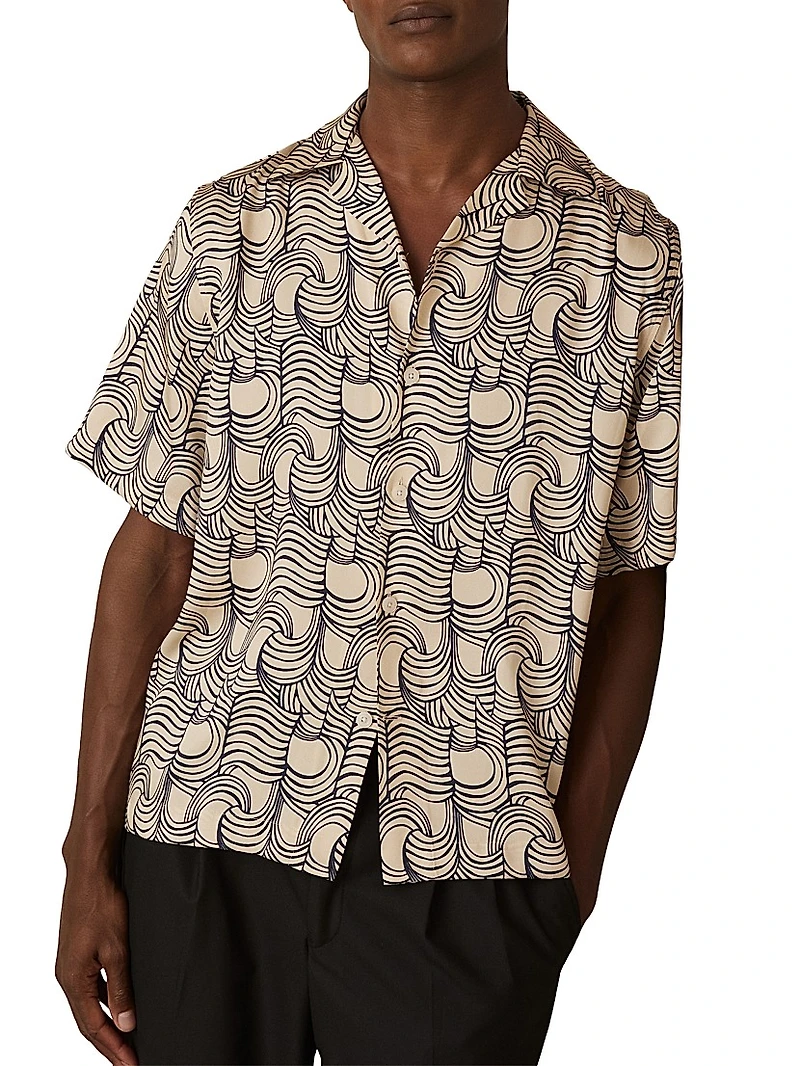 Wave Printed Camp Shirt
