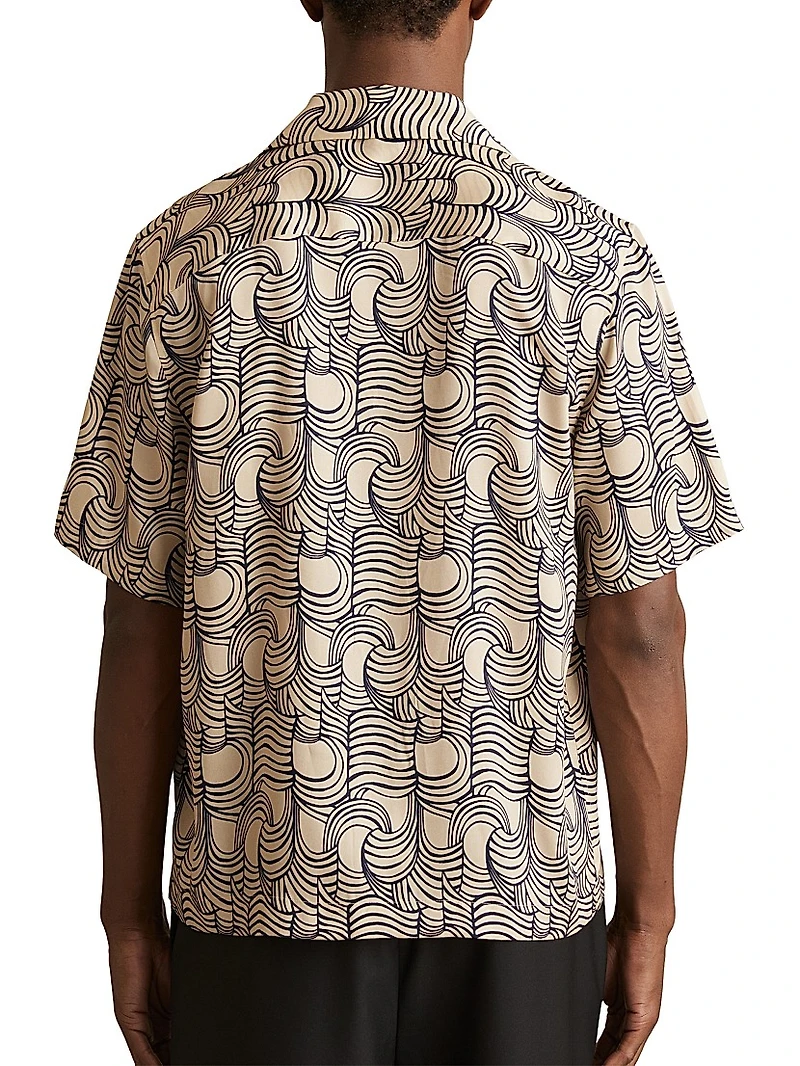 Wave Printed Camp Shirt