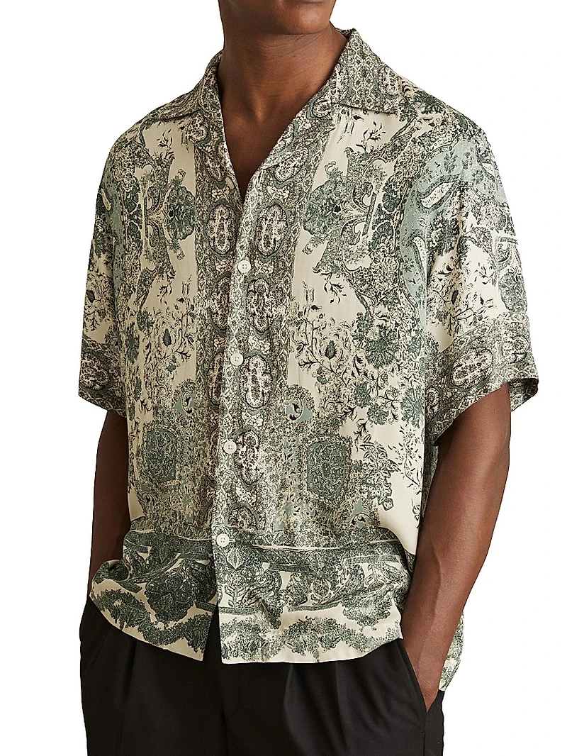 Paisley Print Camp Shirt