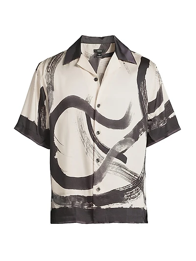 Oversized Brush Stroke Camp Shirt