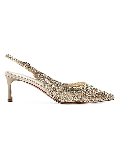 Jane Tresse 60MM Metallic Leather Slingback Pumps
