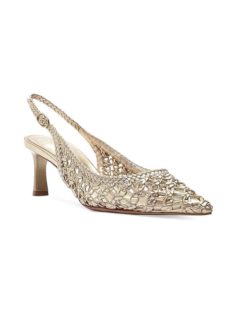 Jane Tresse 60MM Metallic Leather Slingback Pumps