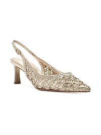 Jane Tresse 60MM Metallic Leather Slingback Pumps