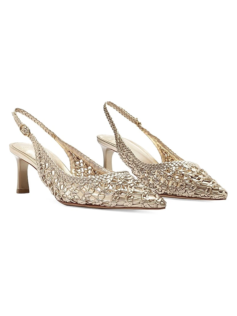 Jane Tresse 60MM Metallic Leather Slingback Pumps