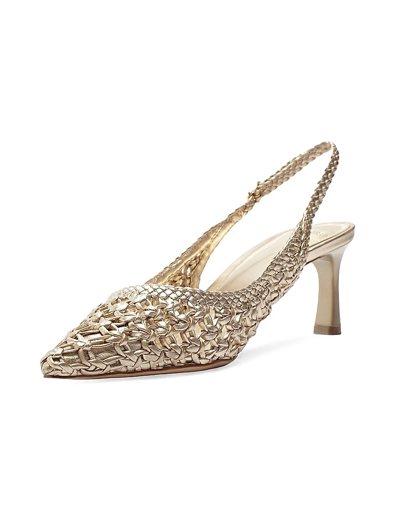 Jane Tresse 60MM Metallic Leather Slingback Pumps