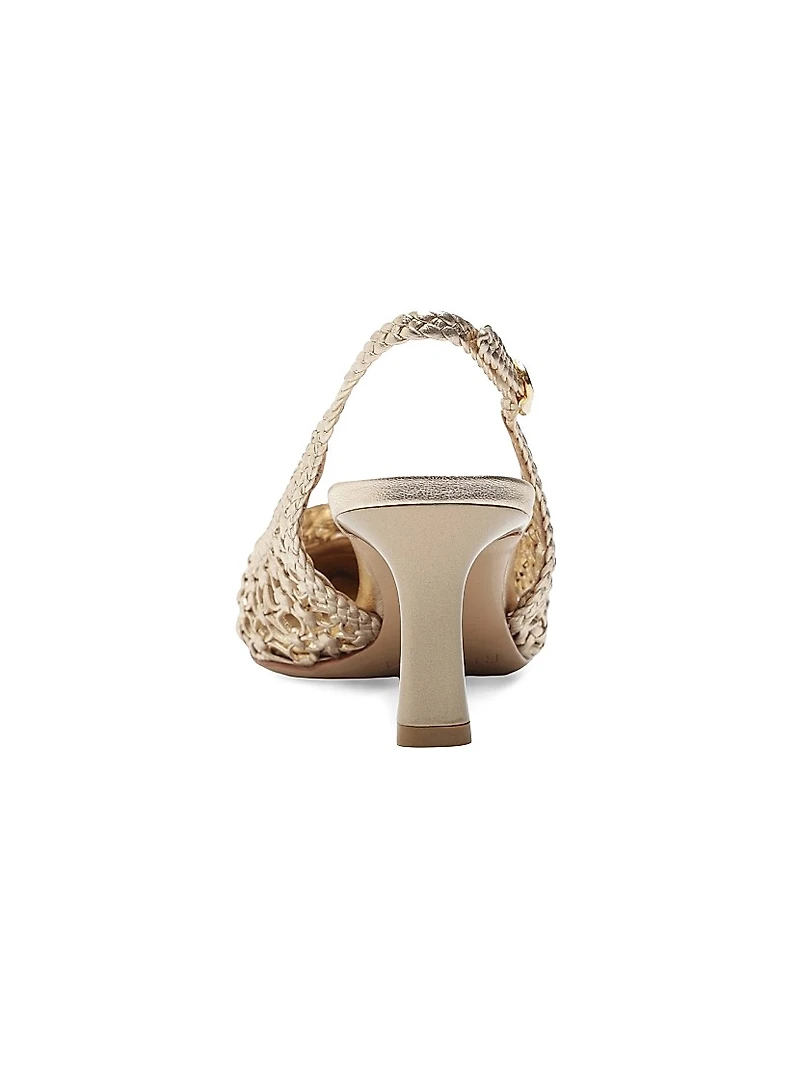 Jane Tresse 60MM Metallic Leather Slingback Pumps