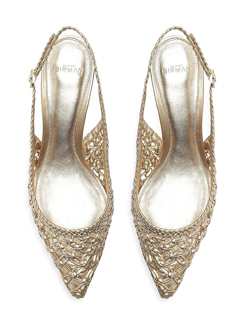Jane Tresse 60MM Metallic Leather Slingback Pumps