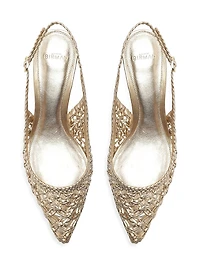 Jane Tresse 60MM Metallic Leather Slingback Pumps