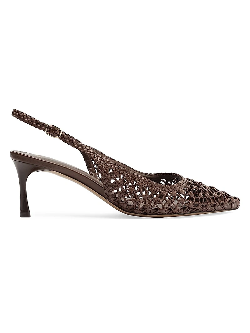 Jane Tresse 60MM Woven Leather Slingback Pumps
